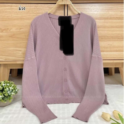 V-neck Sweater Sweater Thin Cardigan Jacket Top For Women