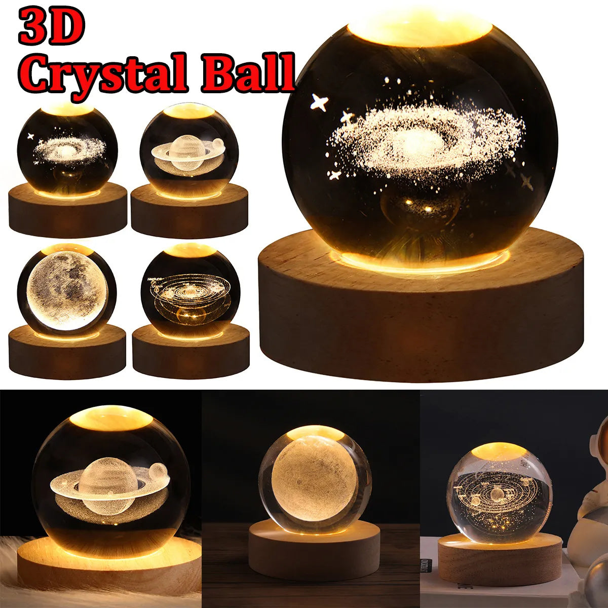 Galaxy Crystal Ball Table Lamp 3D
