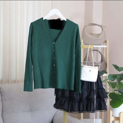V-neck Sweater Sweater Thin Cardigan Jacket Top For Women