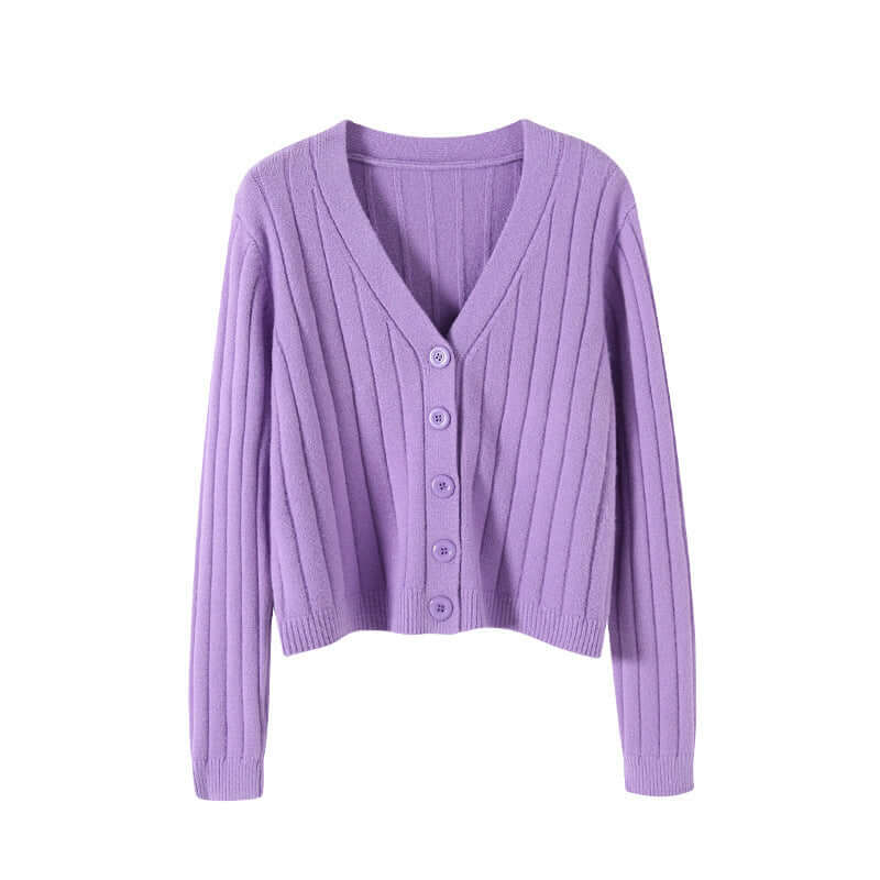 V-neck Sweater Sweater Thin Cardigan Jacket Top For Women