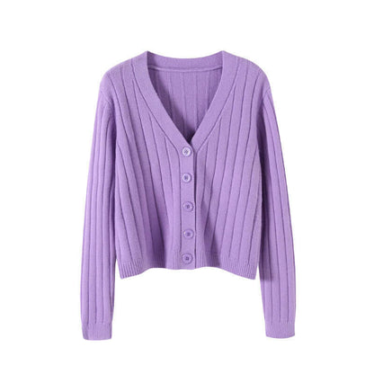 V-neck Sweater Sweater Thin Cardigan Jacket Top For Women