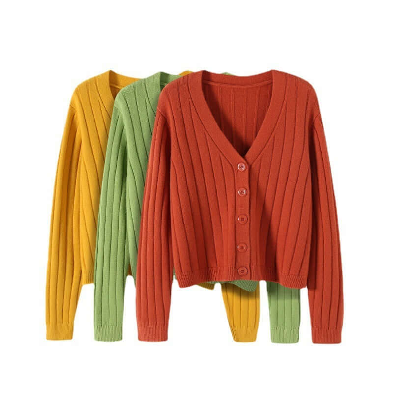 V-neck Sweater Sweater Thin Cardigan Jacket Top For Women