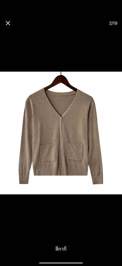 V-neck Sweater Sweater Thin Cardigan Jacket Top For Women