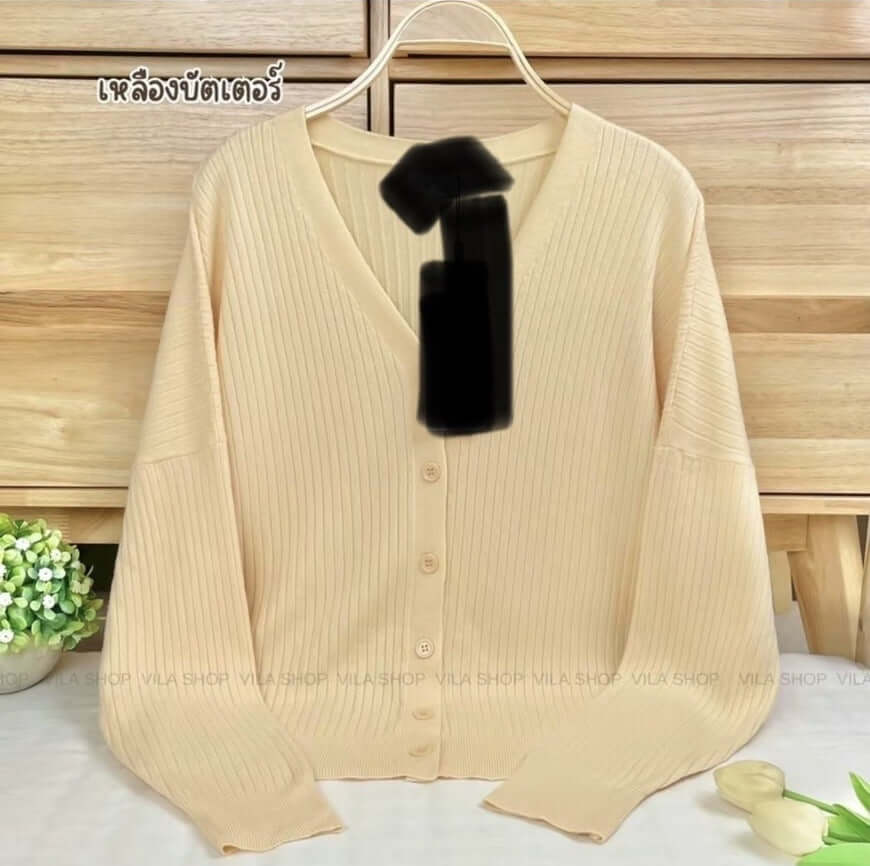 V-neck Sweater Sweater Thin Cardigan Jacket Top For Women